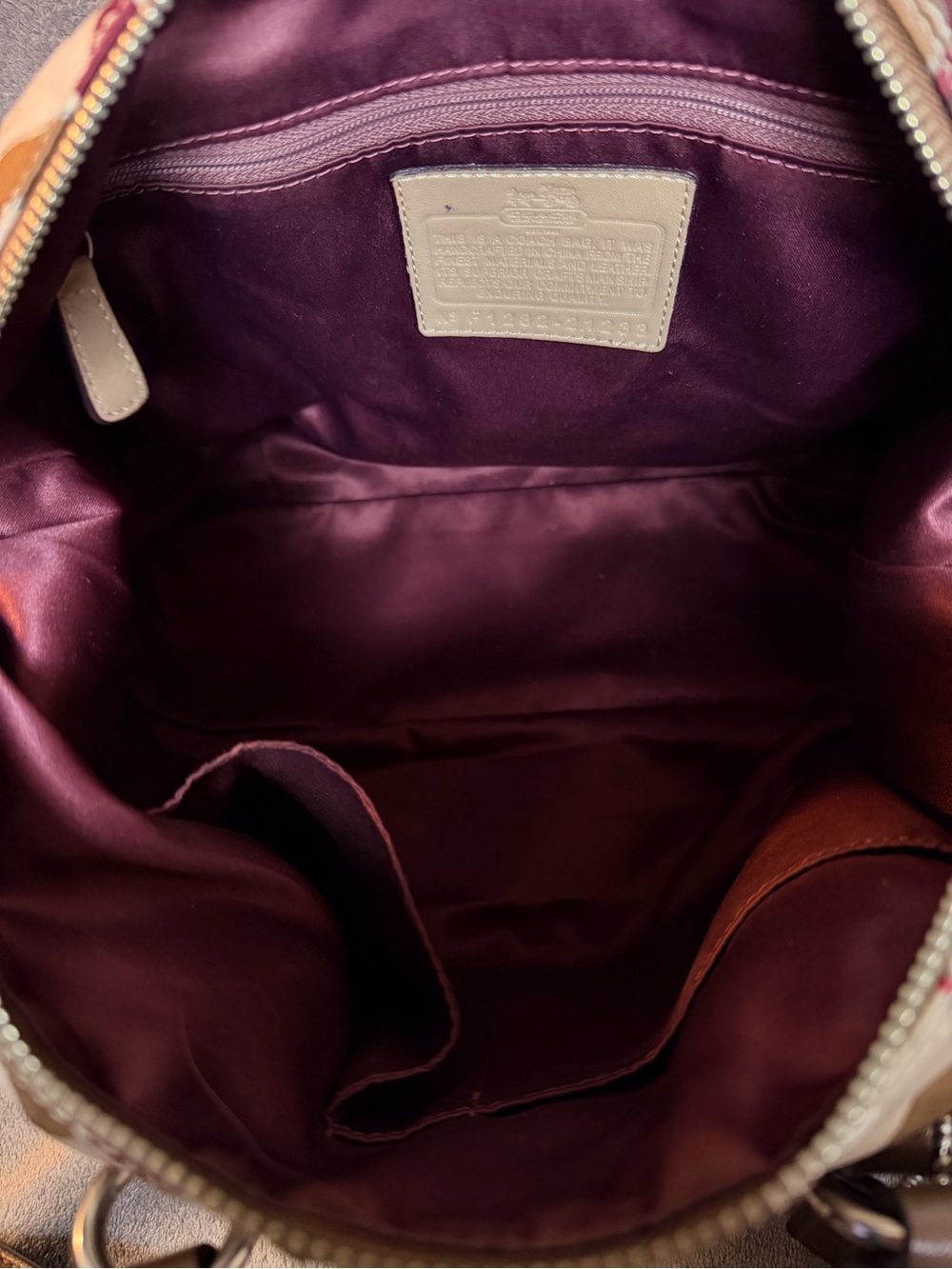 Coach Op Art Multicolor Satin Monogram Satchel with Brown Leather Trim - Picture 10 of 11